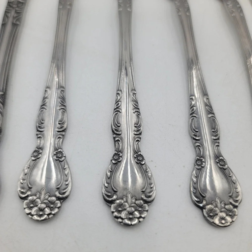 Ekco Eterna Beaumont Stainless Flatware 11pc Set Knives Forks Japan Ornate
